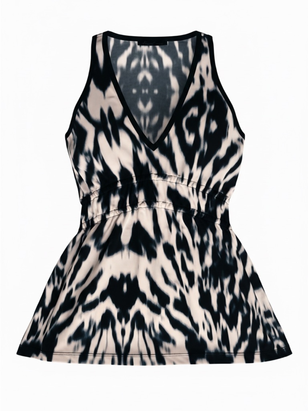 Kenneth Cole NY Animal Print V-Neck Peplum Top Stretch XS